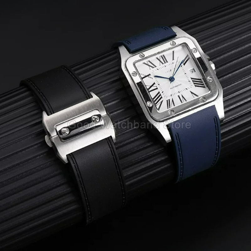 Black Blue High Quality Rubber - огляд і ціна Cartier Watch Santos